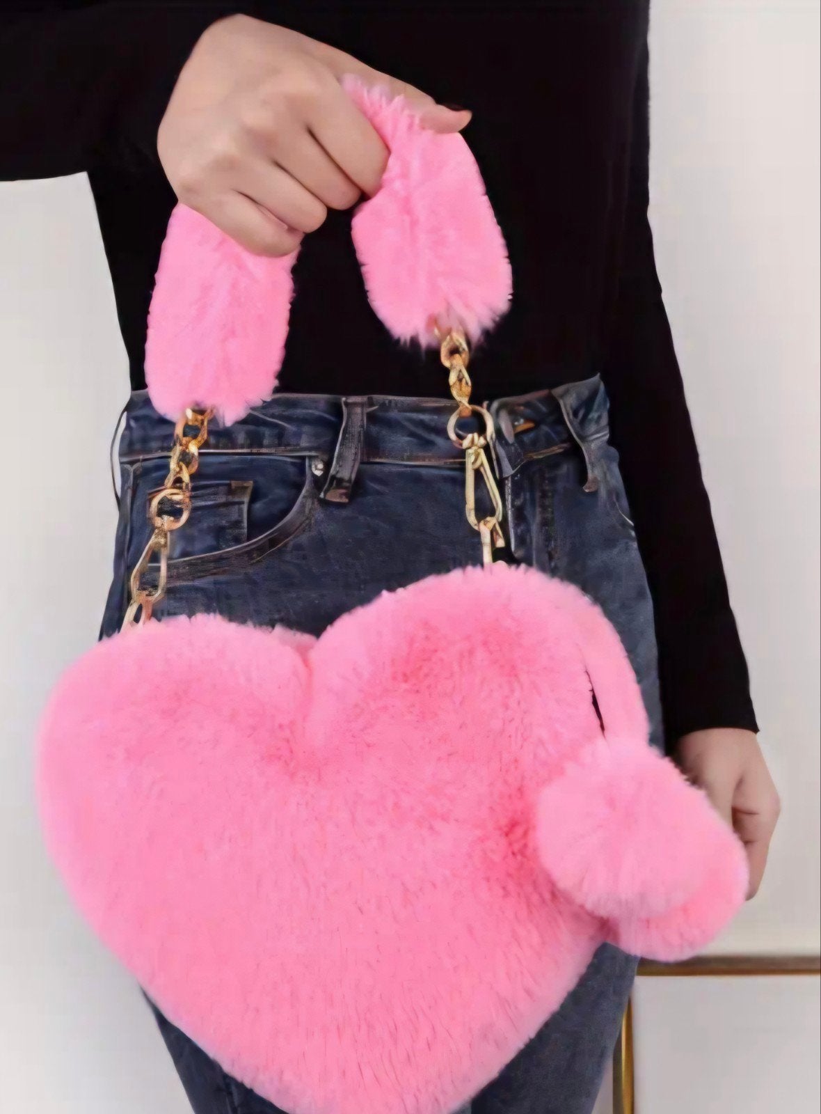 Knalroze fluffy hartjes handtas nieuw, Ophalen of Verzenden, Nieuw, Handtas