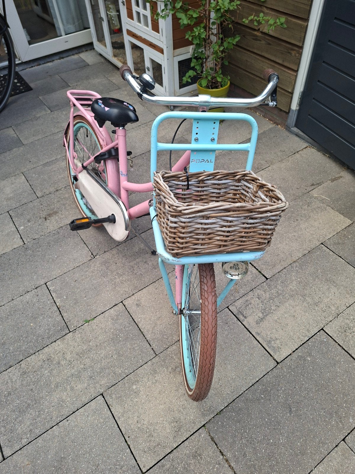Popal kinderfiets - Roze/Blauw met mandje, Ophalen of Verzenden, Gebruikt, Velgrem, Popal