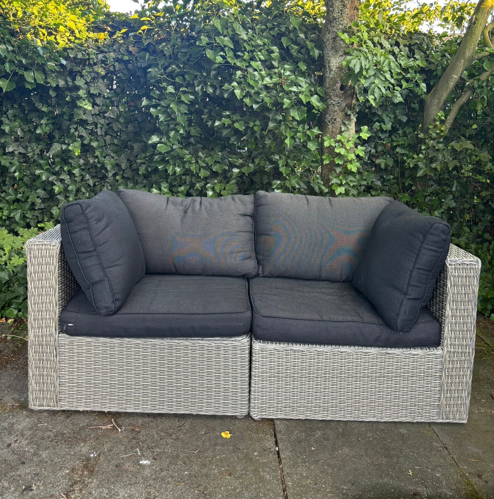 Lounge set met kussens, Tuin en Terras, Gebruikt, Loungeset, Wicker, Ophalen