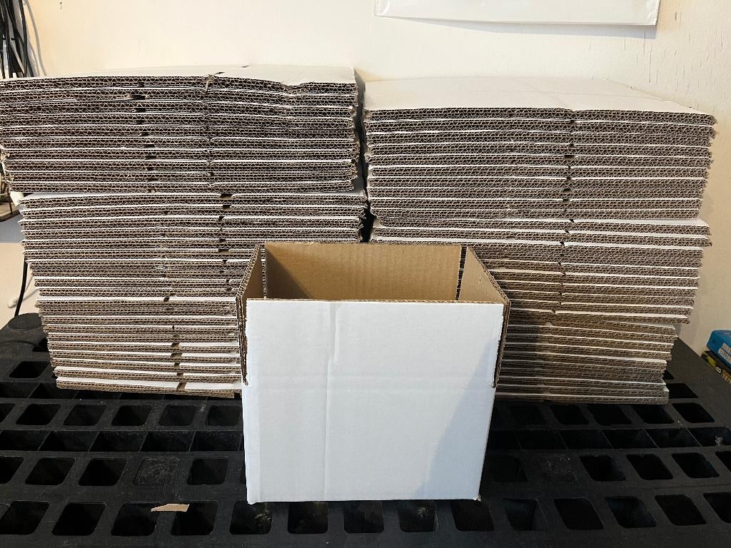 Witte Vouwdozen Dubbelgolf 6mm dik 20cmx12cm14cm 0,15 p/s, Doe-het-zelf en Verbouw, Kratten en Dozen, Ophalen, Doos, Minder dan 50 cm