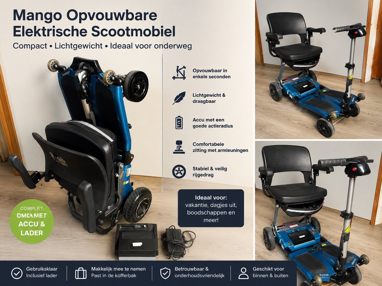 Mango opvouwbare elektrische scootmobiel, Diversen, Ophalen, Zo goed als nieuw, Overige merken, 10 km/u of minder