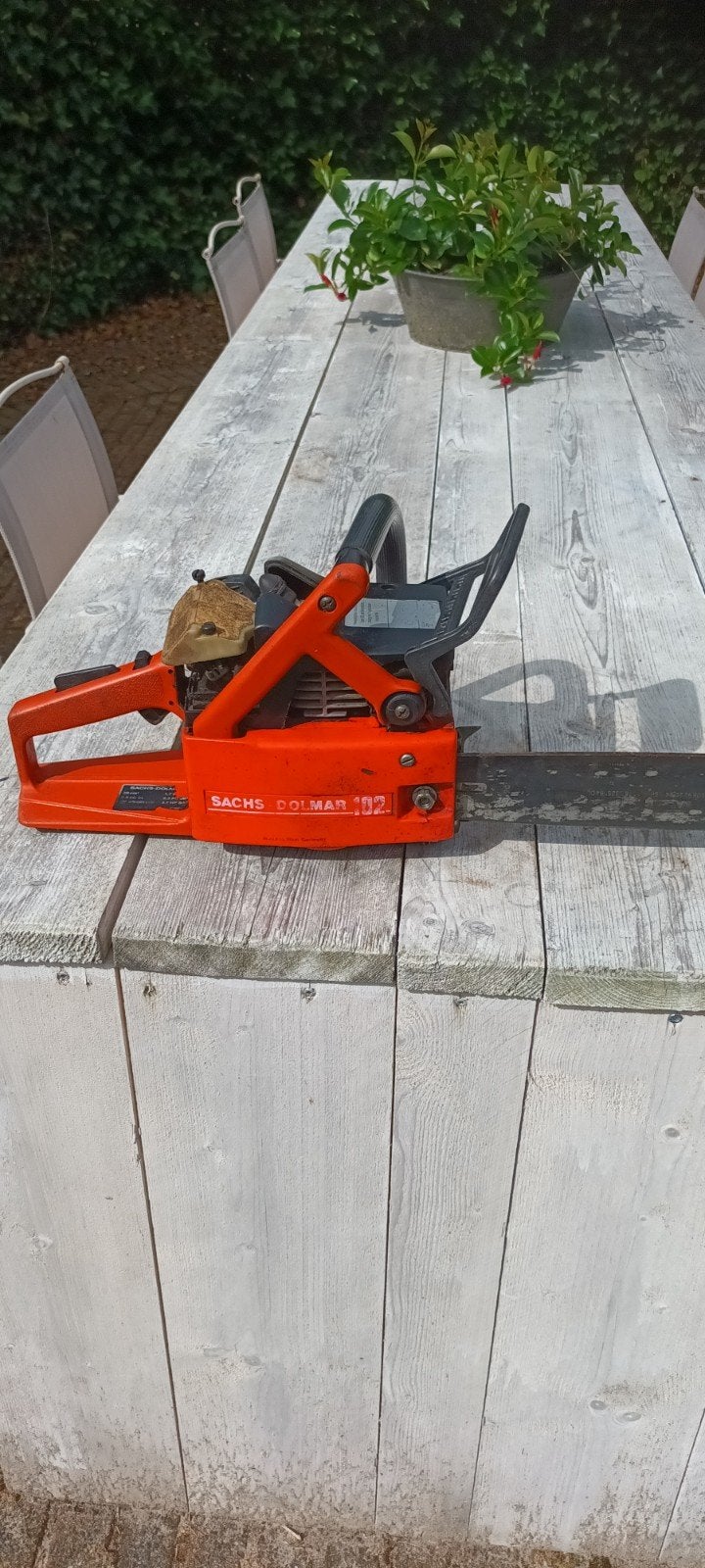 Sachs dolmar 102 kettingzaag loop/sloop of onderdelen donor, Tuin en Terras, Heggenscharen, Gebruikt, Benzine, Ophalen