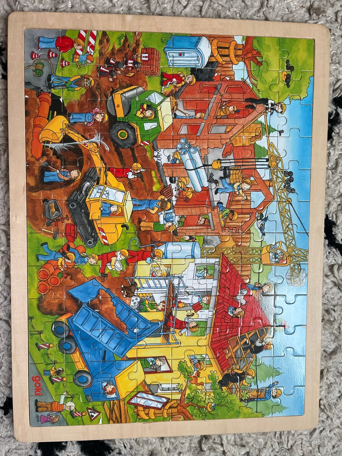 Goki Houten Puzzel Bouwplaats - Educatief Speelgoed, Gebruikt, Van hout, 4 tot 6 jaar, Meer dan 50 stukjes