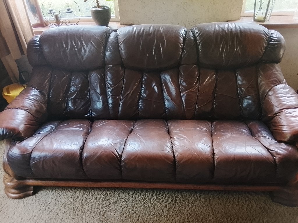 leren banstel., Ophalen, Gebruikt, 75 tot 100 cm, Rechte bank