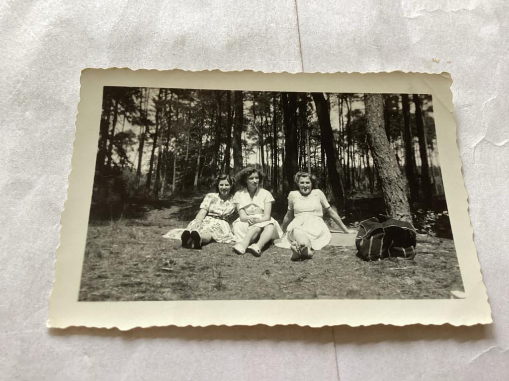 Vintage foto: Drie vrouwen in bos, 1913, Lunteren, Natuur, Foto, Ophalen of Verzenden, Zo goed als nieuw