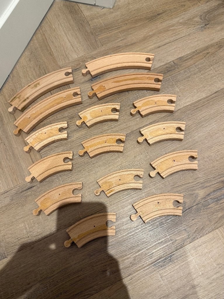 Gebruikt 15x Brio houten trein spoor rails set 33342 lijm re, Ophalen of Verzenden, Gebruikt