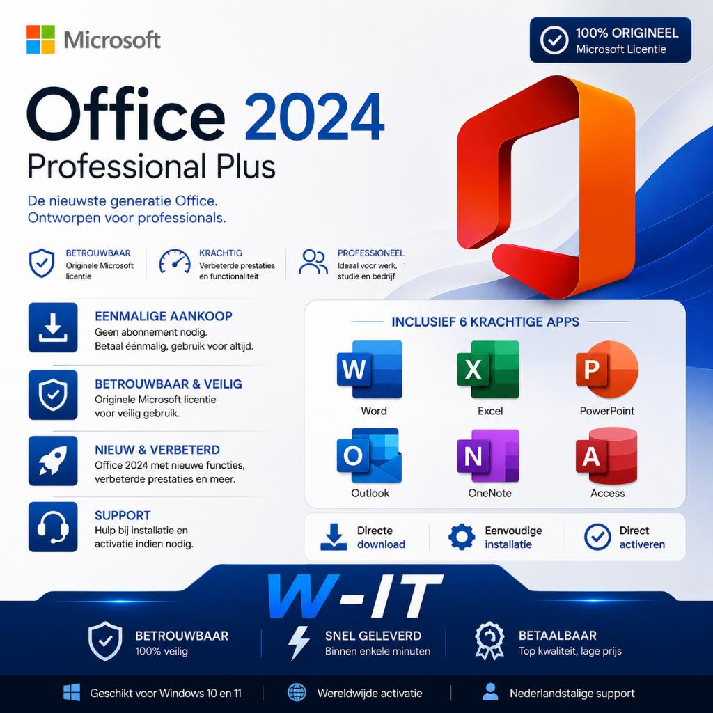 Microsoft Office 2024 | Licentie | Direct geleverd, Computers en Software, Office-software, Nieuw, Windows, Access, Excel, OneNote