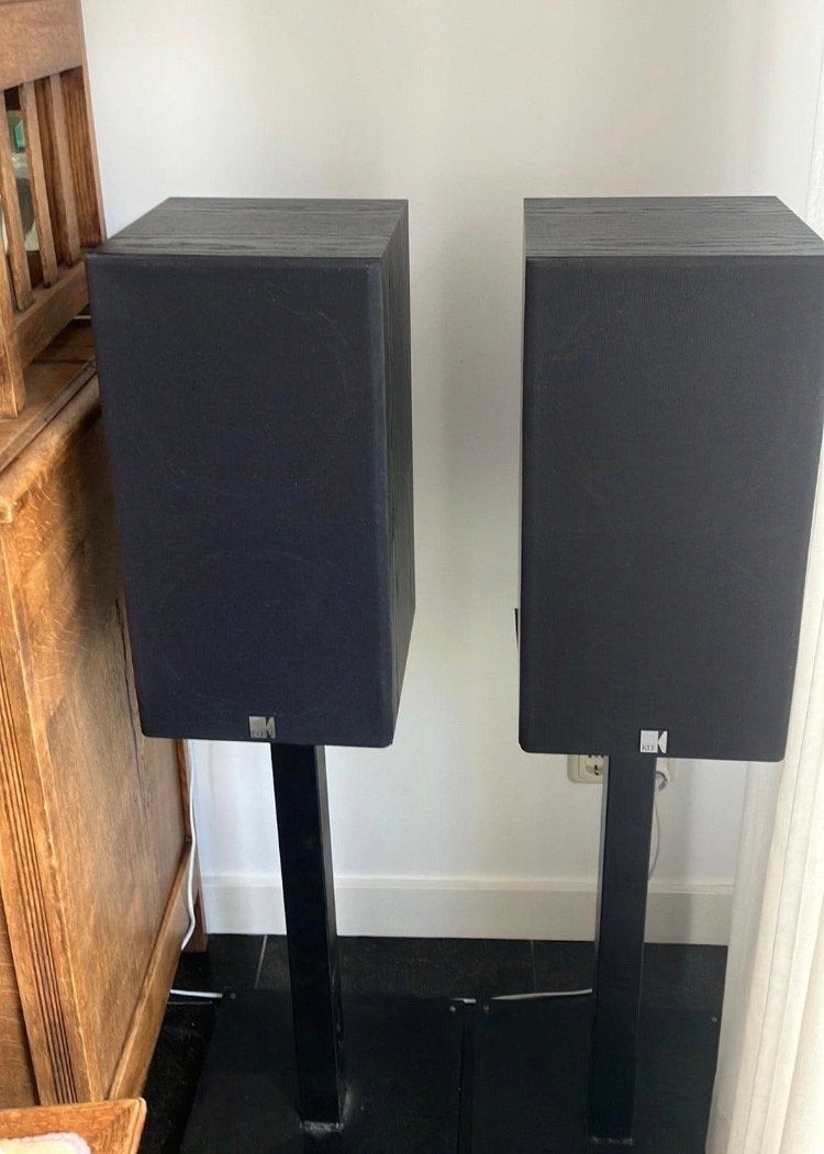 KEF C55 Speakers met standaarden, Audio, Tv en Foto, 150 watt of meer, Stereo speakers, Gebruikt, Inclusief standaarden