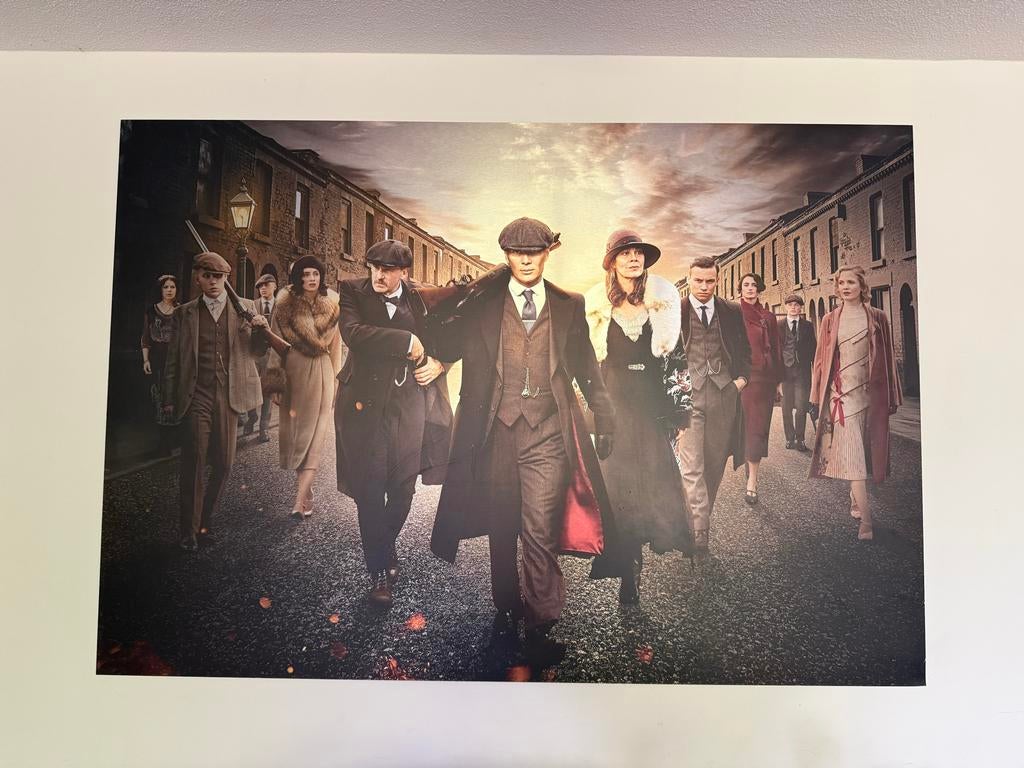 Aluminium Schilderij Peaky Blinders - 180x124 cm, Huis en Inrichting, Woonaccessoires | Schilderijen, Tekeningen en Foto's, Ophalen