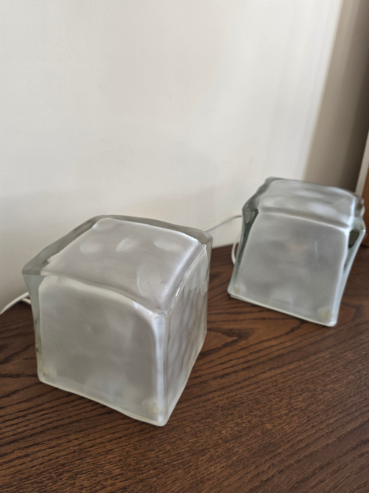 set van 2 ikea ice Cuba tafellampen iviken, Ophalen of Verzenden, Zo goed als nieuw, Glas, IKEA