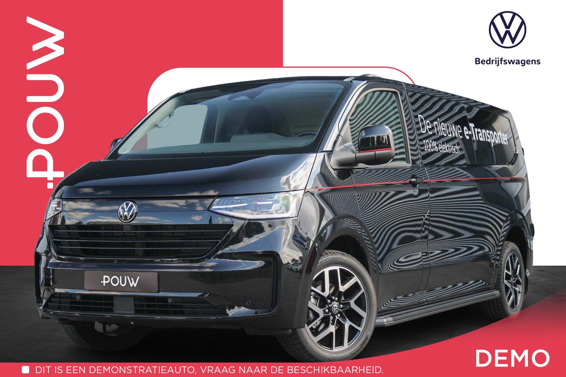 Volkswagen e-Transporter 286pk 32 L2H1 Style 64 kWh | Trekha, Auto's, Automaat, 12 maanden, Volkswagen, Zwart