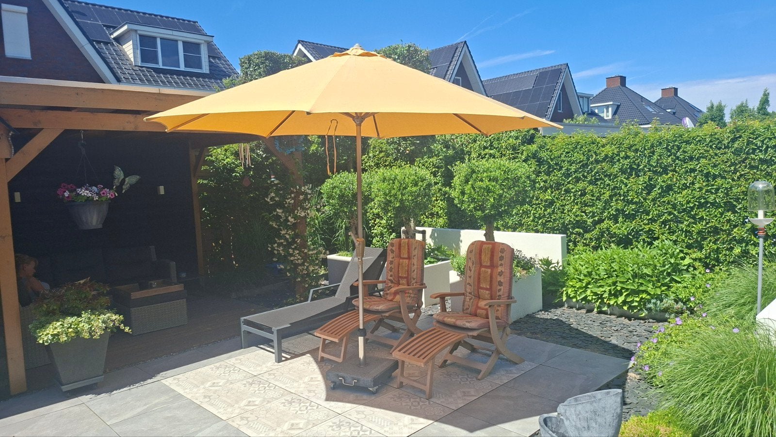Parasol Hartman, met spindle, afm. 300x300 cm, Tuin en Terras, Parasols, Ophalen, Gebruikt, Stokparasol, Verstelbaar