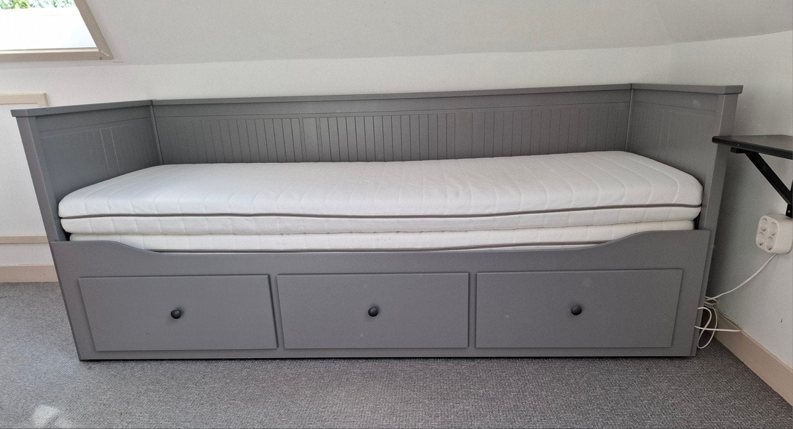 Bedbank, met 3 lades, grijs, 80/160x200 cm, Ophalen of Verzenden, Tweepersoons, Grijs, 160 cm