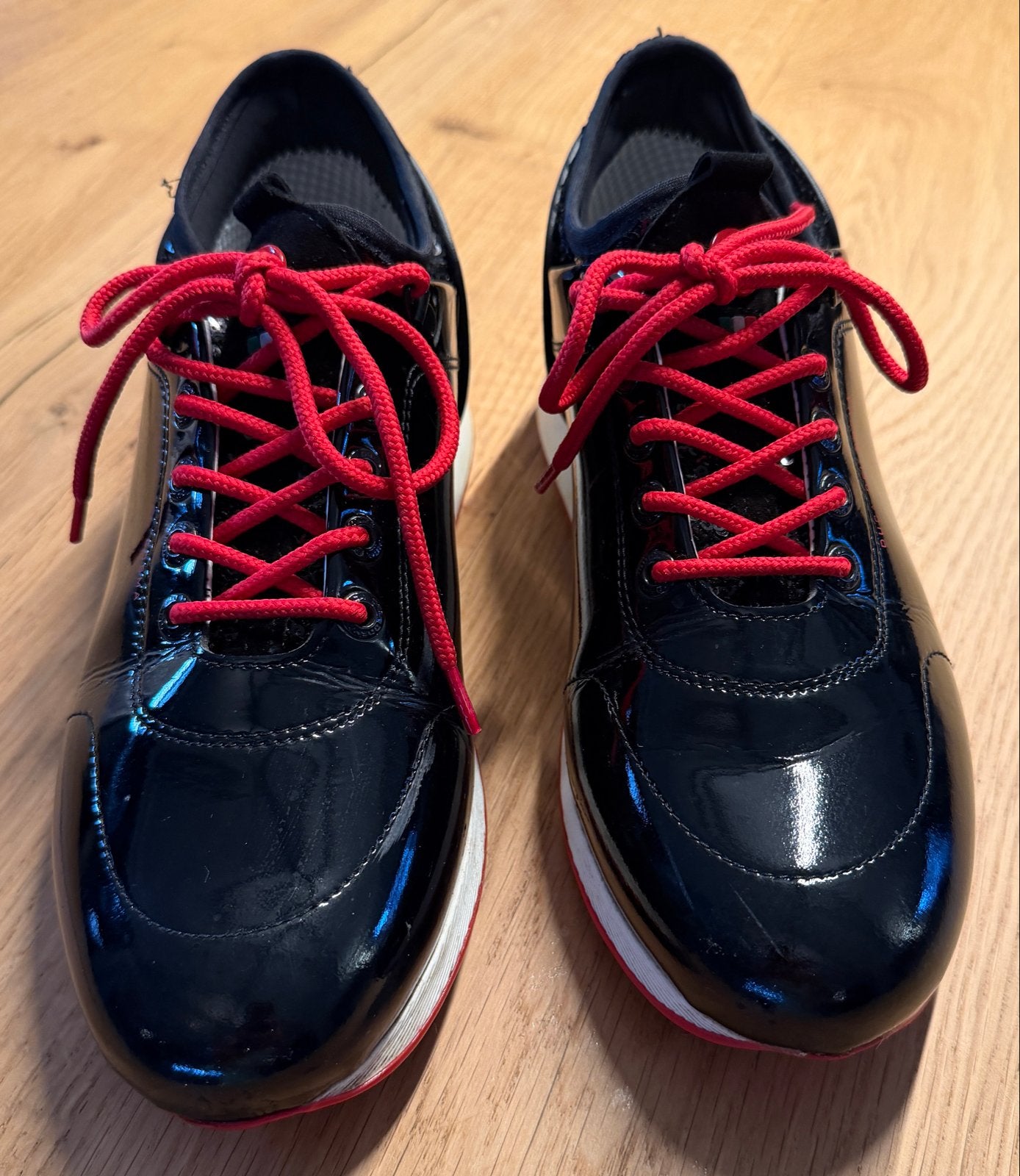 Duca del Cosma golf sneakers, zwart lak met rode veters, Ophalen of Verzenden, Zo goed als nieuw, Schoenen