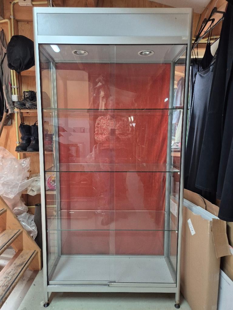 volglazen vitrinekast 205x90x40 met verlichting, Ophalen, Gebruikt, 200 cm of meer, 50 tot 100 cm