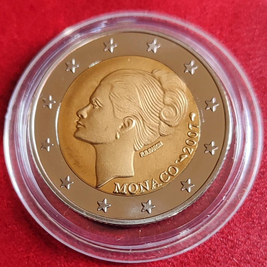 Monaco 2 euro 2007 UNC Copy Grace Kelly in Capsule, Ophalen of Verzenden, Monaco, 2 euro, Losse munt