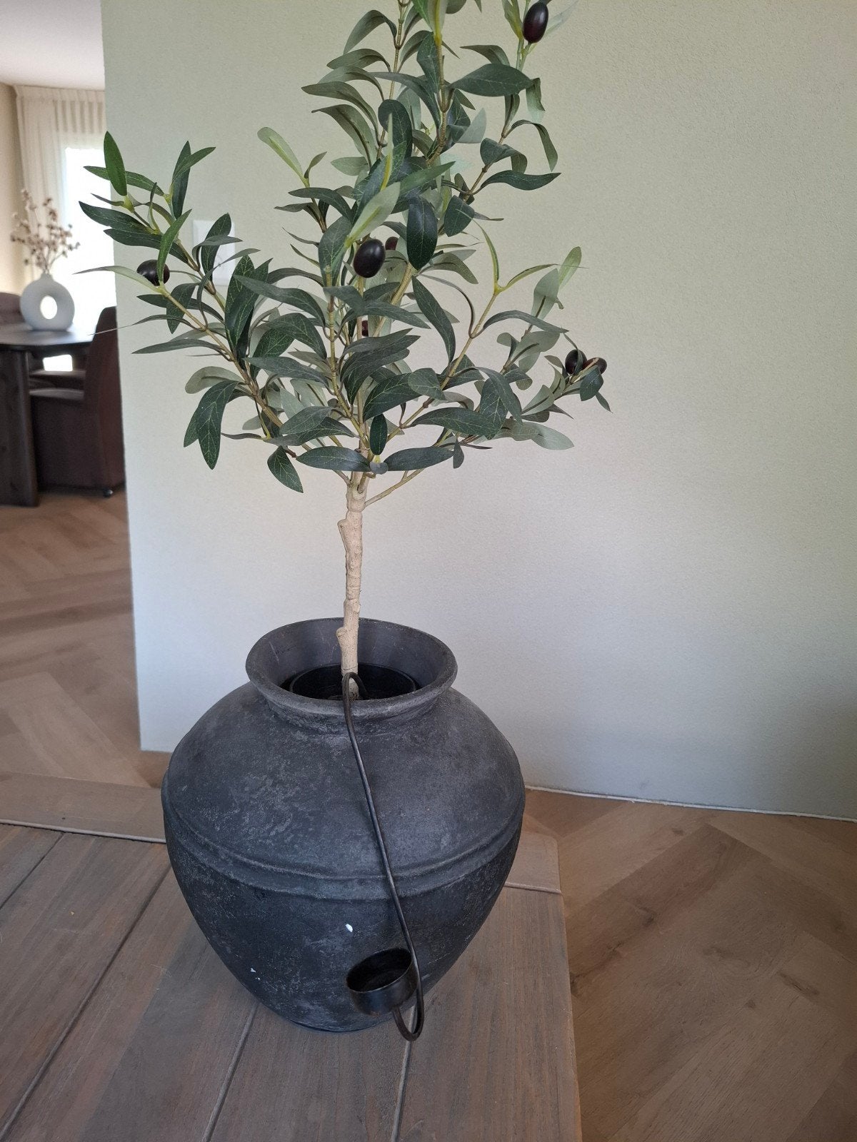 Grote zwart/grijs kruik - 32 cm hoog, Huis en Inrichting, Woonaccessoires | Vazen, Ophalen