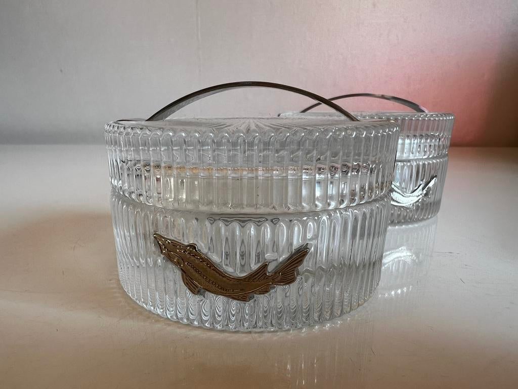 Set 2 BELUGA Kaviaar Kristalglas Presenteerschaaltjes Steur, Schaal, Rond, Ophalen of Verzenden, Glas