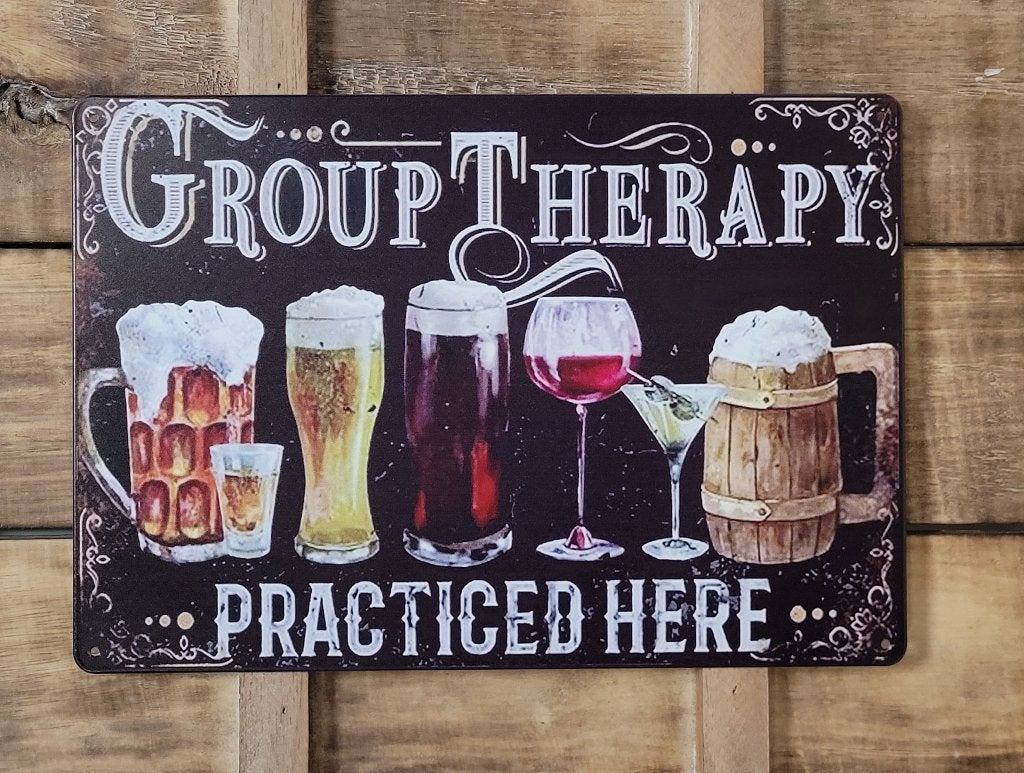Group Therapy bier wijn reclamebord van metaal wandbord deco, Info@deconoord.nl, Deco Noord, Nieuw, Ophalen of Verzenden