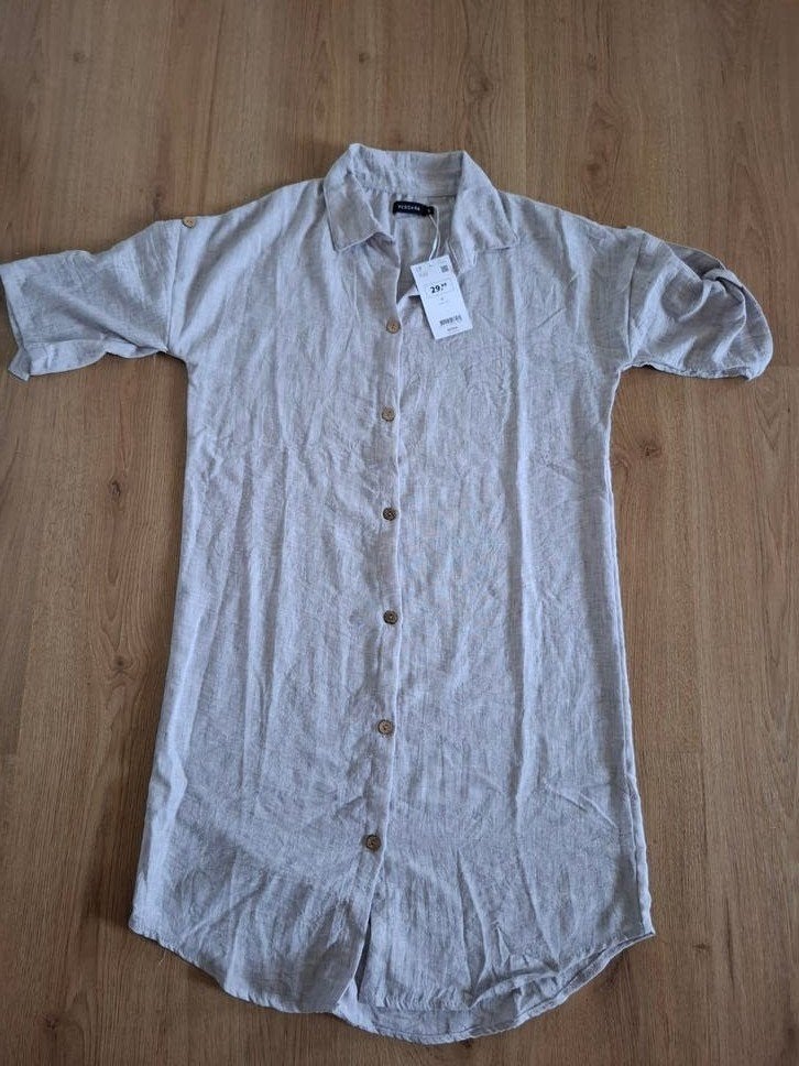 Pescara linnen overhemd jurk grijs beige maat S, Beige, Pescara, Nieuw, Ophalen of Verzenden
