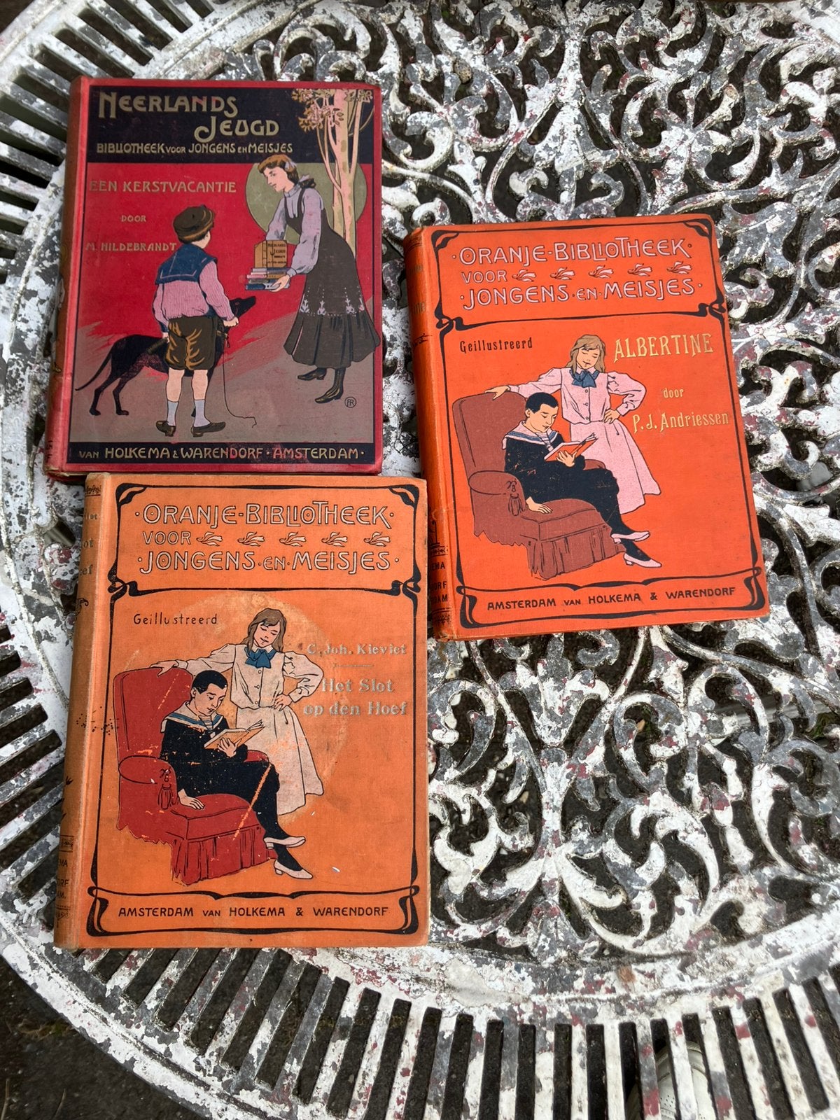 3x Antieke jeugdboeken Van Holkema & Warendorf, Ophalen of Verzenden, Zo goed als nieuw