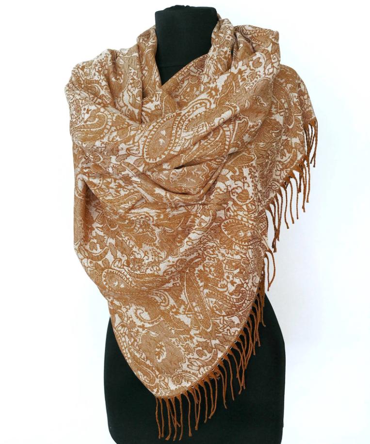 Pashmina sjaal dubbelzijdig beige / bruin pastel kleur Nieuw, Kleding | Dames, Verzenden, Maat 46/48 (XL) of groter, Nieuw, Pashmina