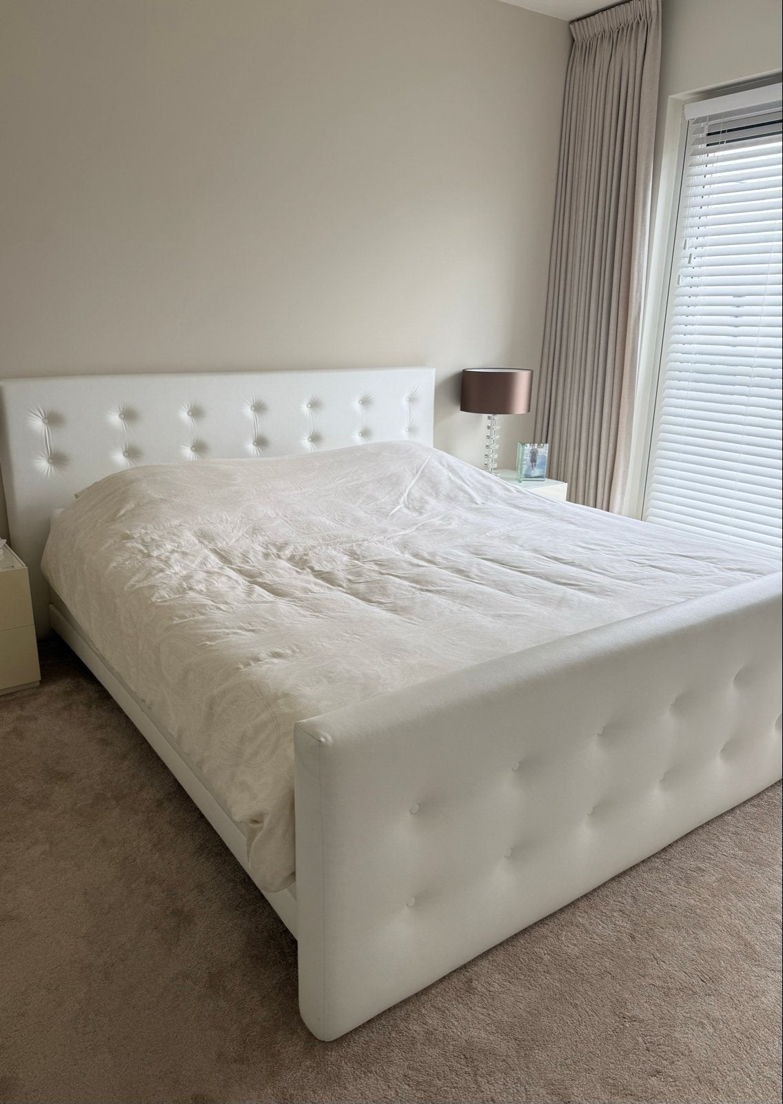 Elektrisch verstelbare  boxspring 180x200, Ophalen, Wit, Tweepersoons, 180 cm