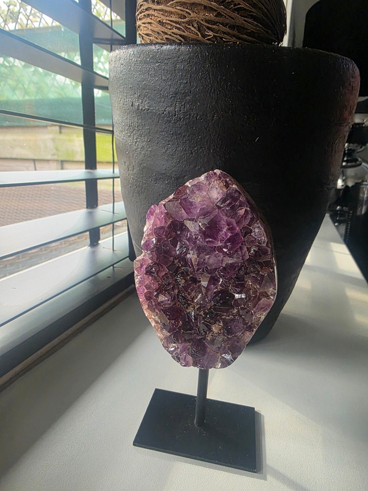 Prachtige Amethist Geode op Standaard, Ophalen of Verzenden