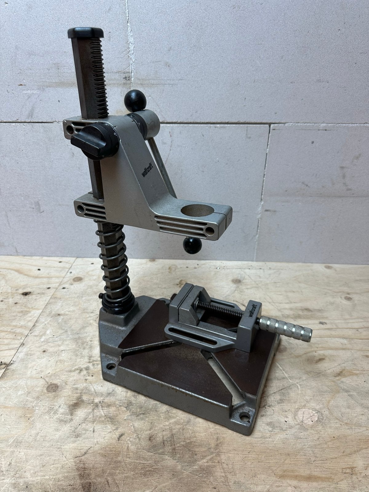 Wolfcraft Boorstandaard met bankschroef - Mooie zware kwalit, Ophalen, Gebruikt, Overige typen