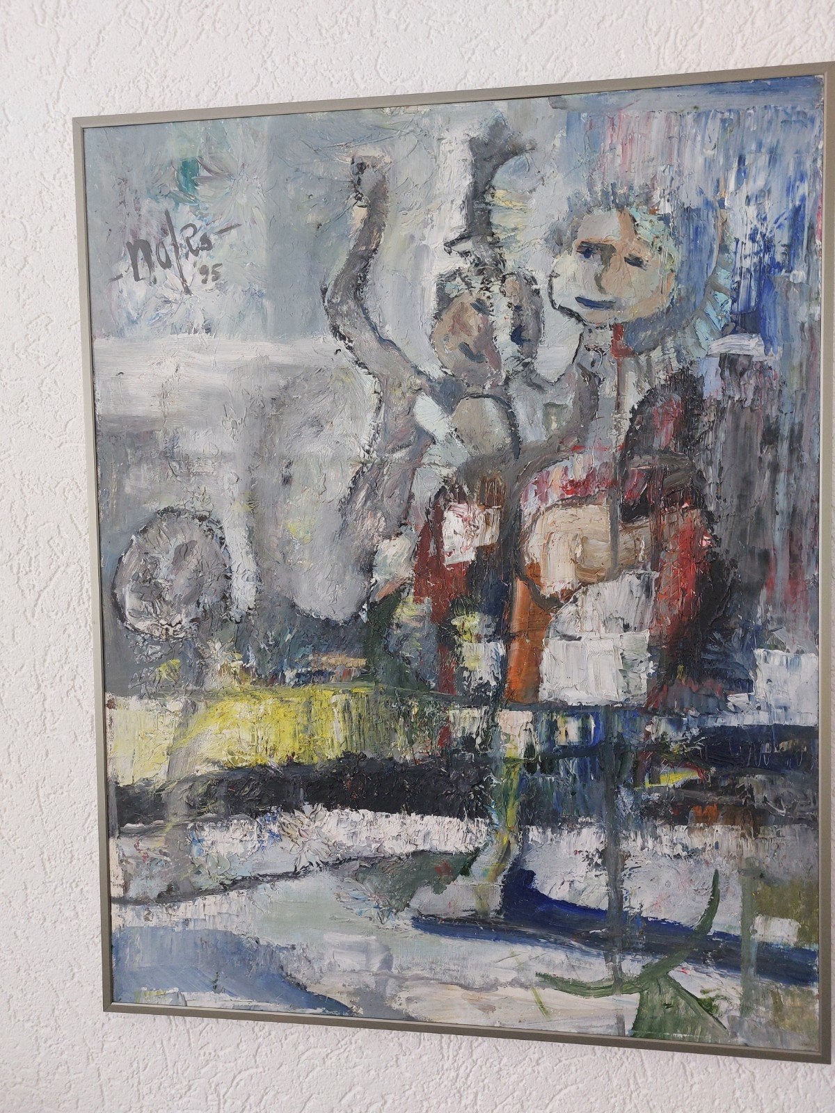 Levendig schilderij van kunstenaar uit Lith Nol Reuser mooi, Ophalen of Verzenden, Gemengde techniek, Abstract