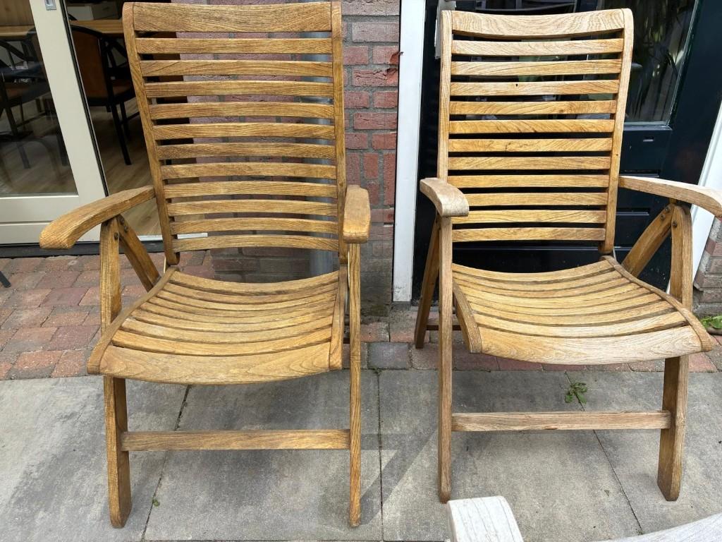 tuinstoelen, Ophalen, Gebruikt, Teakhout, Verstelbaar