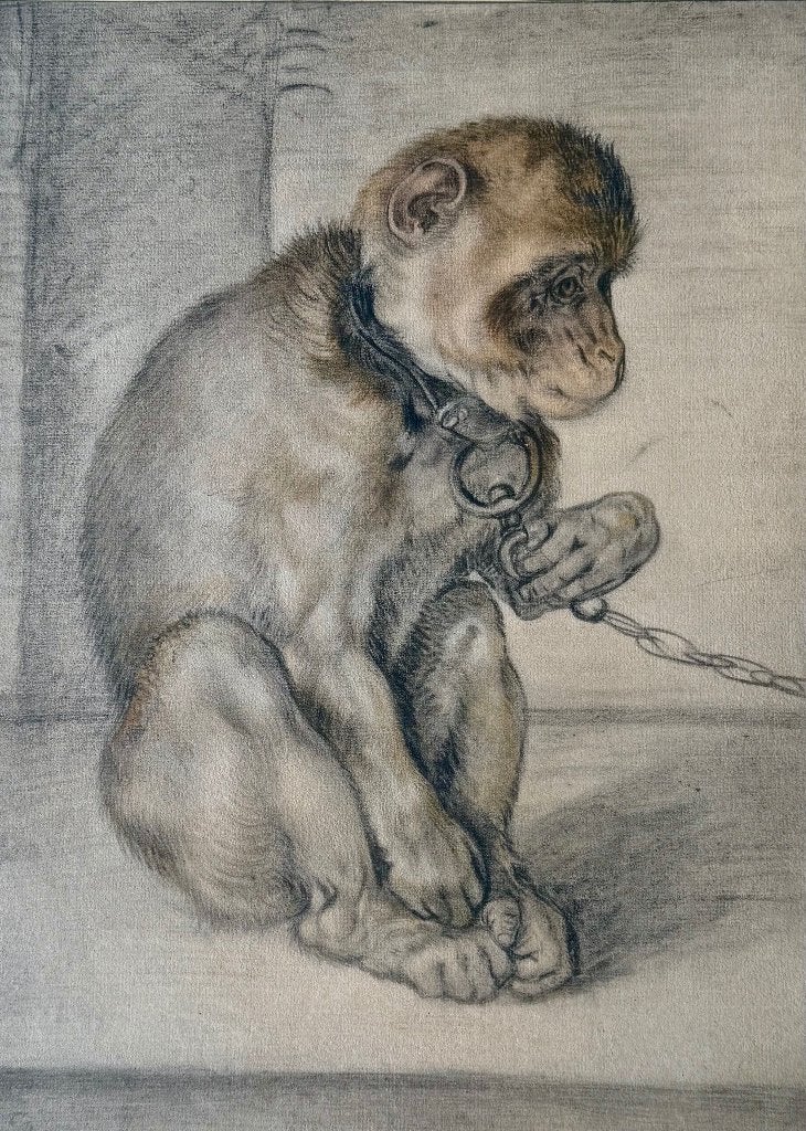 Schilderij met steendruk van tekening, Antiek en Kunst, Ophalen