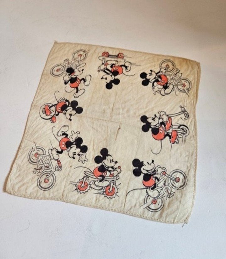 Mickey Mouse zakdoek jaren 30 Zie ook onze andere Disney adv, Verzenden, Mickey Mouse, Gebruikt, Kleding of Textiel