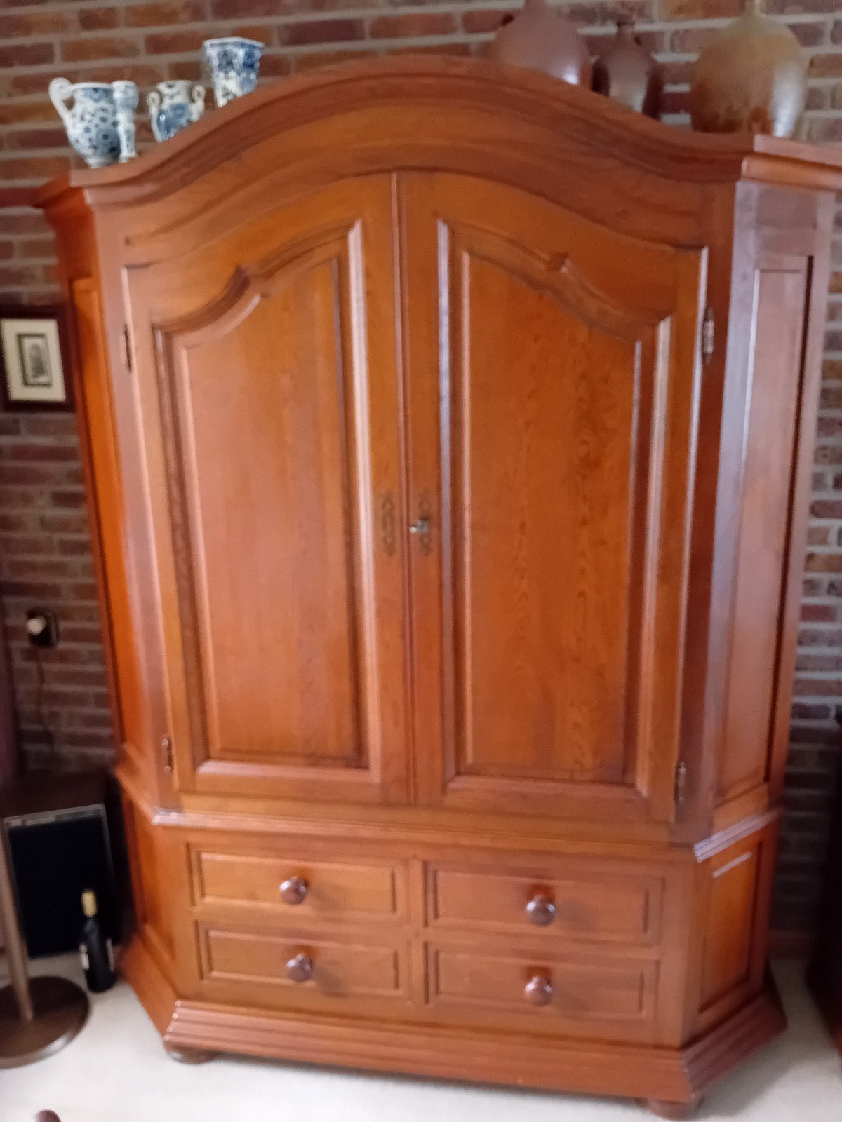 Massief eikenhouten kast met lades en deuren, Antiek en Kunst, Ophalen of Verzenden