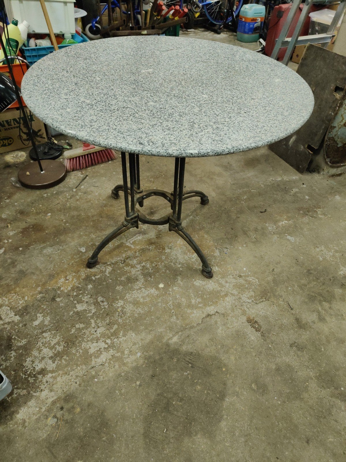 Ronde Granieten Bistrotafel met Gietijzeren Poot - Ø 90 cm, Ophalen