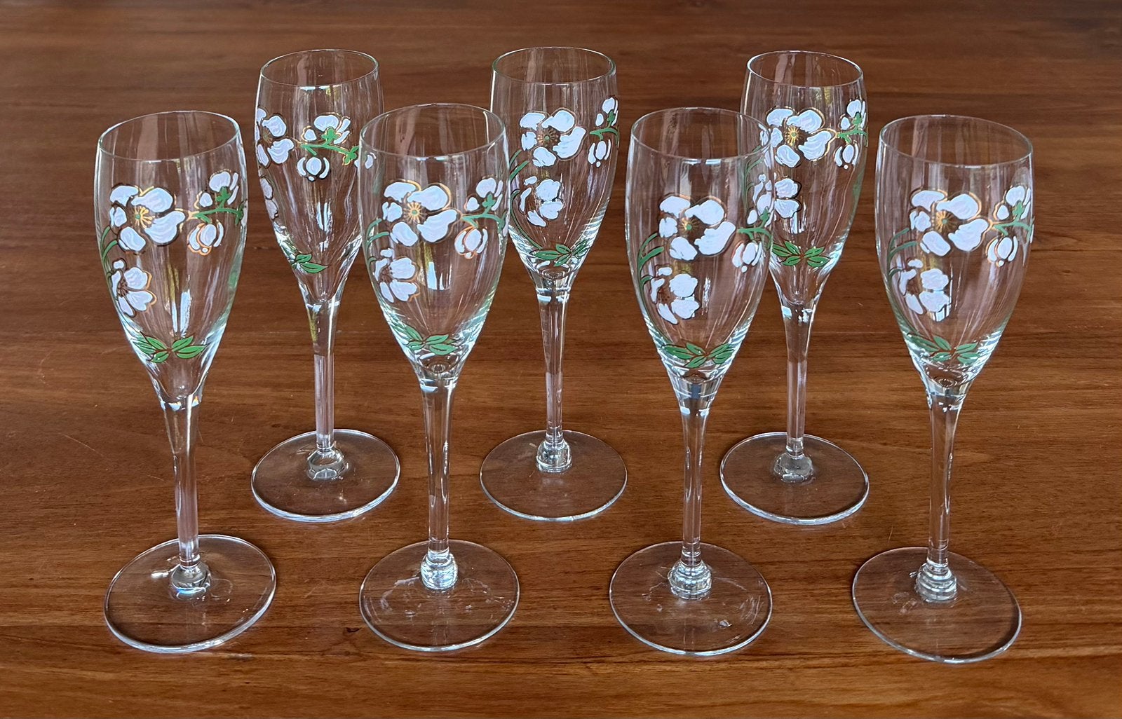 7 Perrier-Jouët Anemones champagneglazen, Antiek en Kunst, Ophalen of Verzenden
