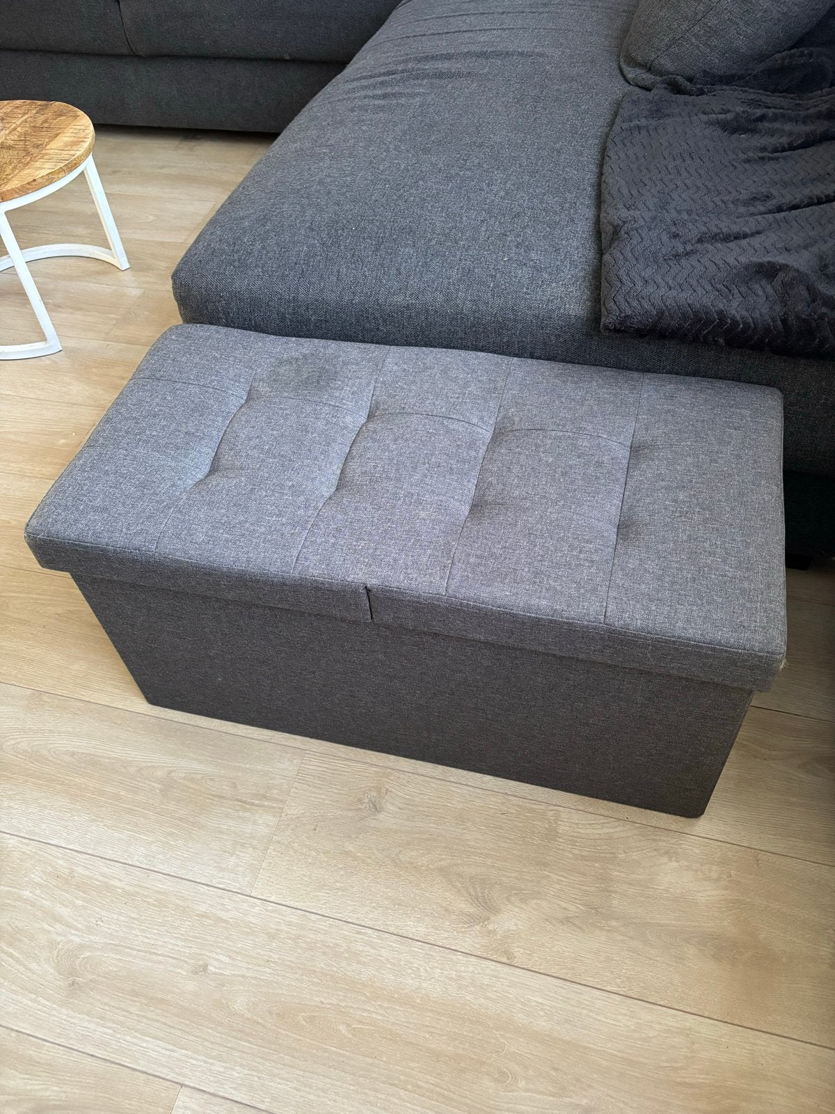 Grijze XL opbergpoef, Huis en Inrichting, Ophalen, Minder dan 50 cm, Gebruikt, 75 tot 100 cm