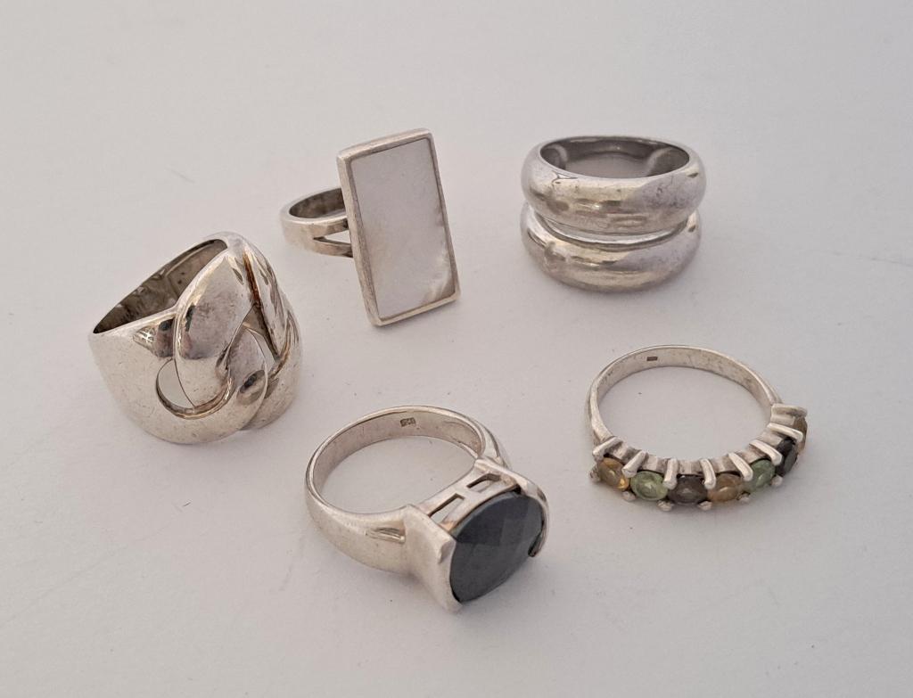 5x Schitterende zilveren ringen, per stuk...., Ophalen of Verzenden, Zilver