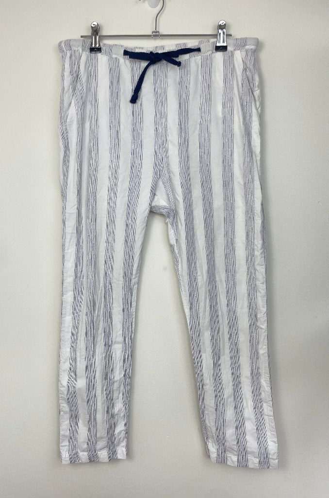 Humanoid gestreepte broek maat S blauw wit gestreept linnen, Customercare@humanoid.nl, HUMANOID Collective B.V., Humanoid, Blauw