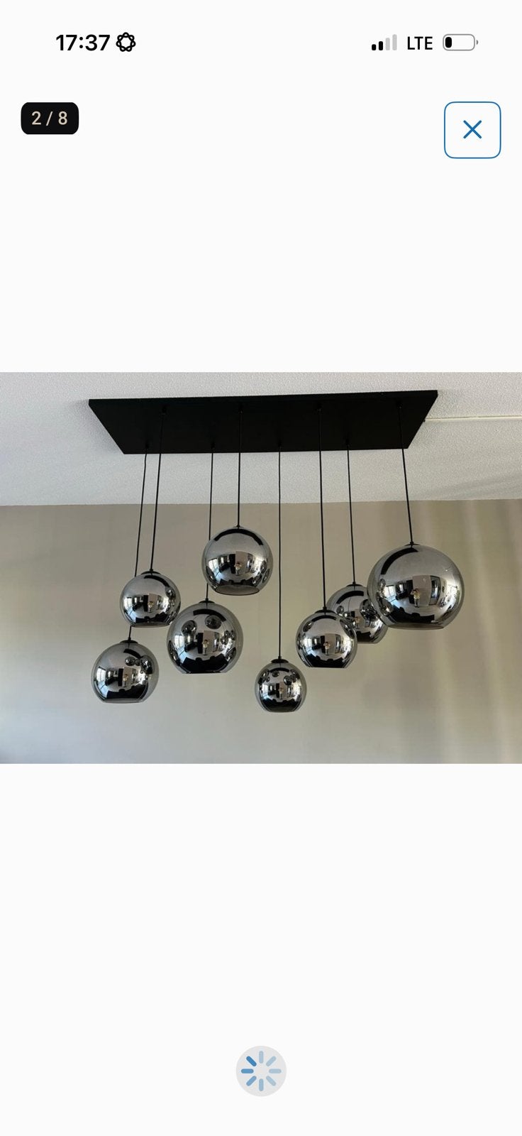 Prachtige lamp met acht bollen witte voet antraciet lamp, Ophalen of Verzenden, Zo goed als nieuw