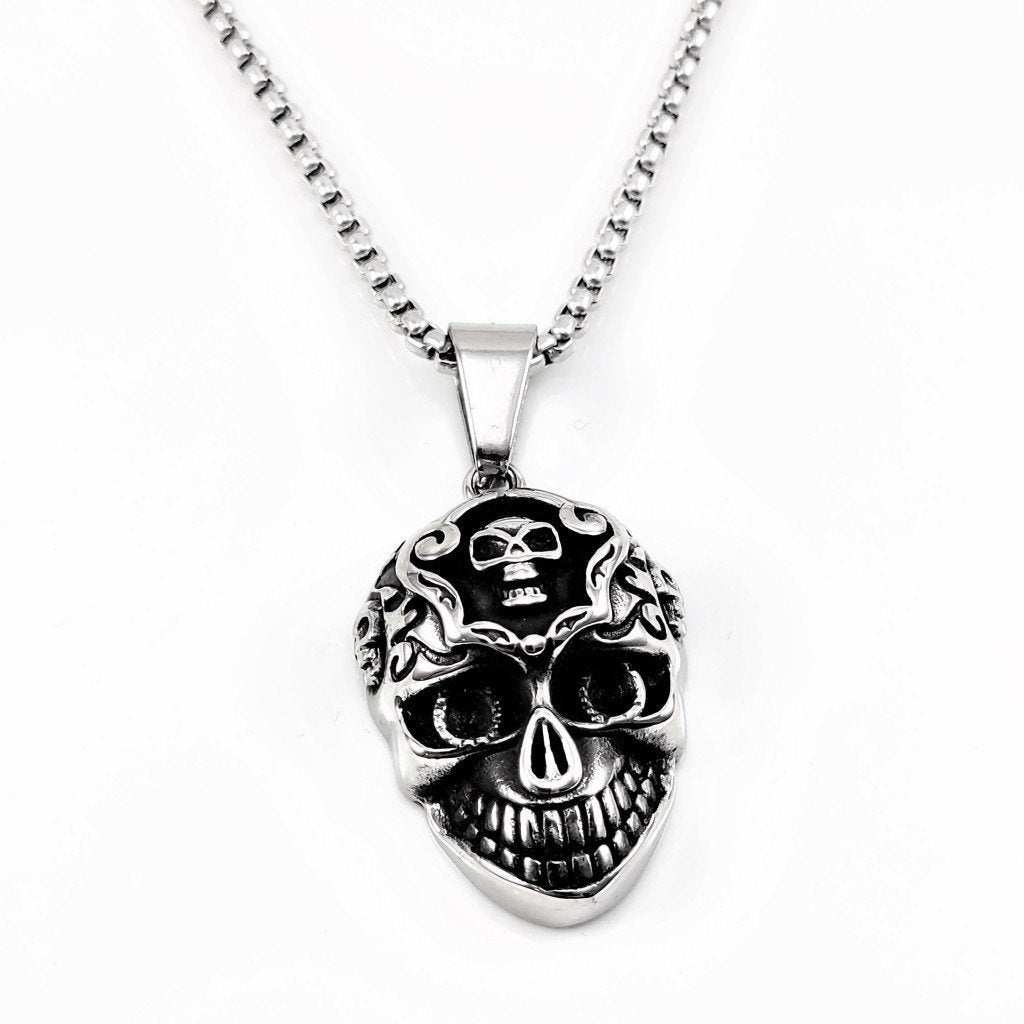 70cm x 3mm Ketting + Schedel Hanger Dames - Heren - Stalen, Birgitta-Gracht 33, 6465 EL Kerkrade, Nederland, Verzenden, Nieuw