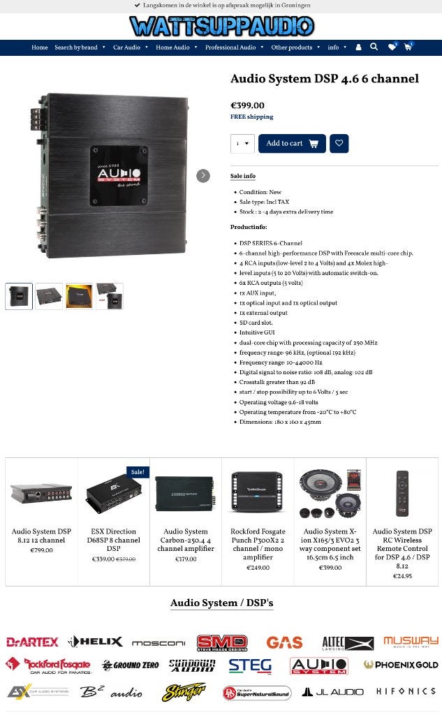 Audio System DSP 4.6 6 kanaals HQ DSP / Sound processor, Info@optimount.nl, Nieuw, Ophalen of Verzenden, Anholtseweg 48A 7091 HB DINXPERLO