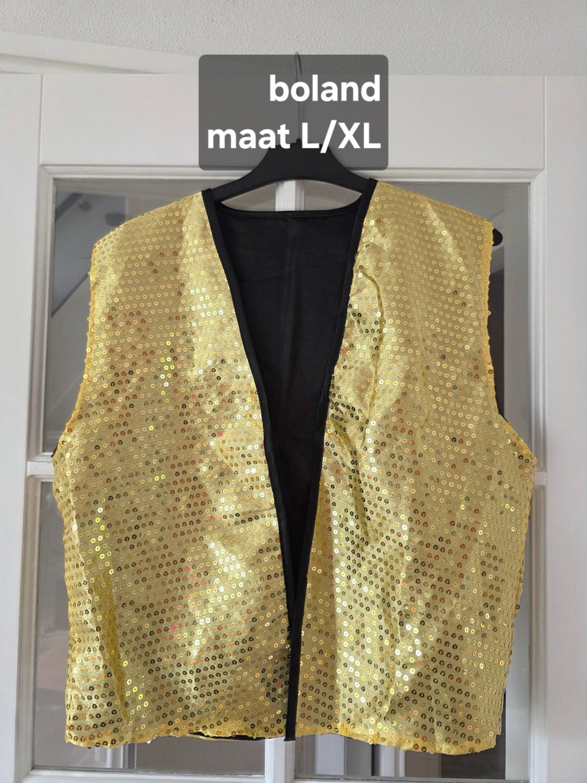Gouden pailletten gilet L/XL - Feestelijk en opvallend, Carnaval, Maat 46/48 (XL) of groter, Ophalen of Verzenden, Kleding