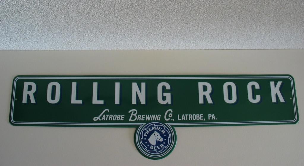 Reclamebord rolling rock Premium bier USA, Verzenden, Nieuw, Reclamebord