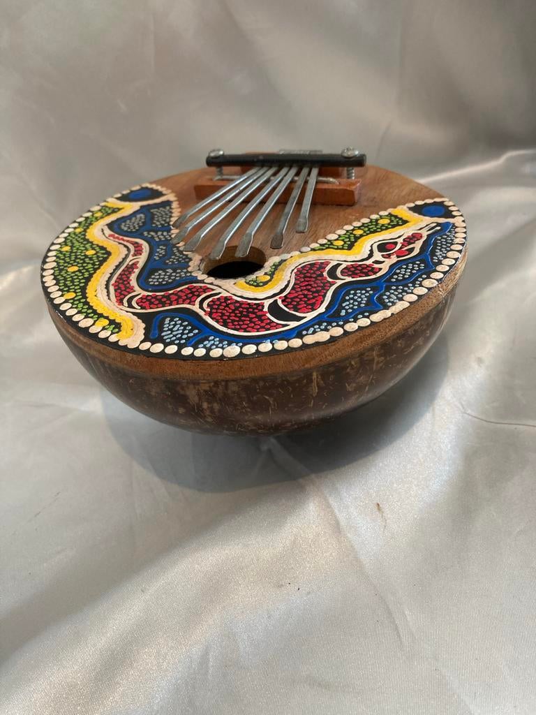 Kalimba duimpiano mbira uit Bali met dot paint deco, Ophalen of Verzenden, Gebruikt