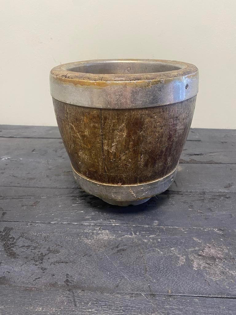 Vintage houten kaasmal met metalen banden, Ophalen of Verzenden