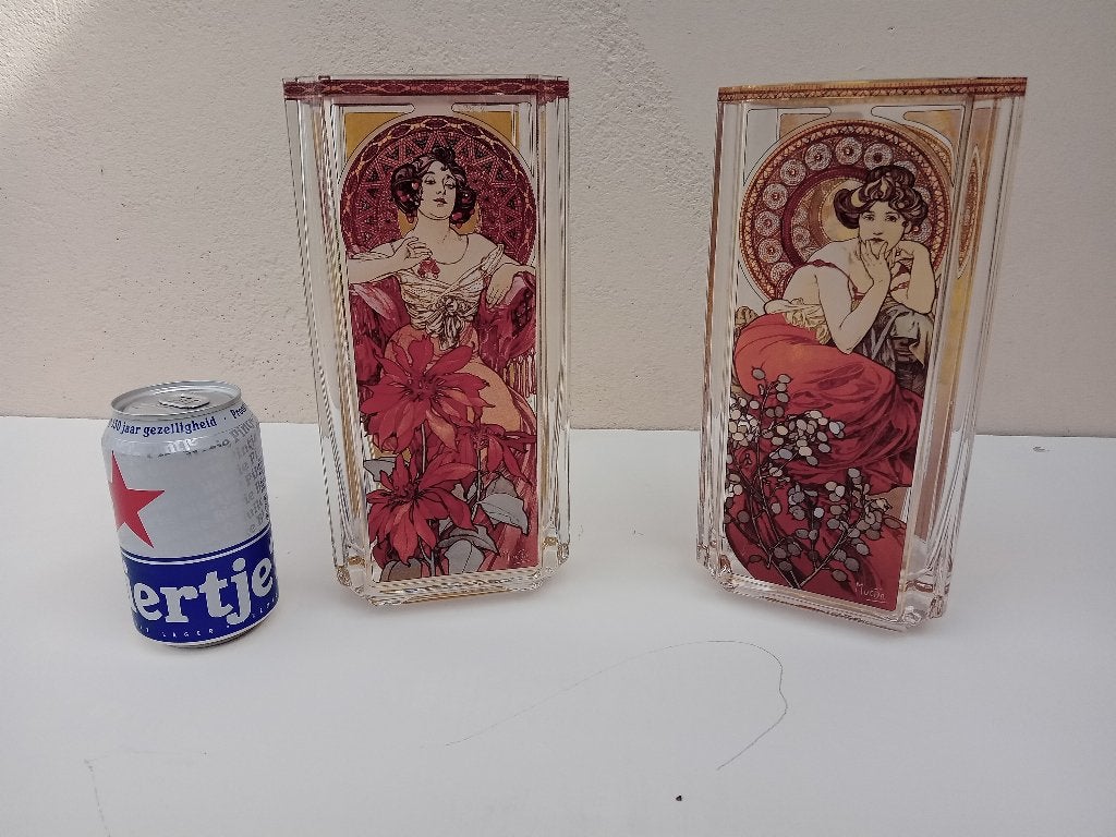 Art Nouveau Vazen - Alphonse Mucha Stijl, Antiek en Kunst, Ophalen of Verzenden