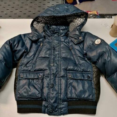 Armani junior blauw gewatteerd puffer jack jasje 104 36875, Gebruikt, ., Jongen of Meisje, Emporio armani
