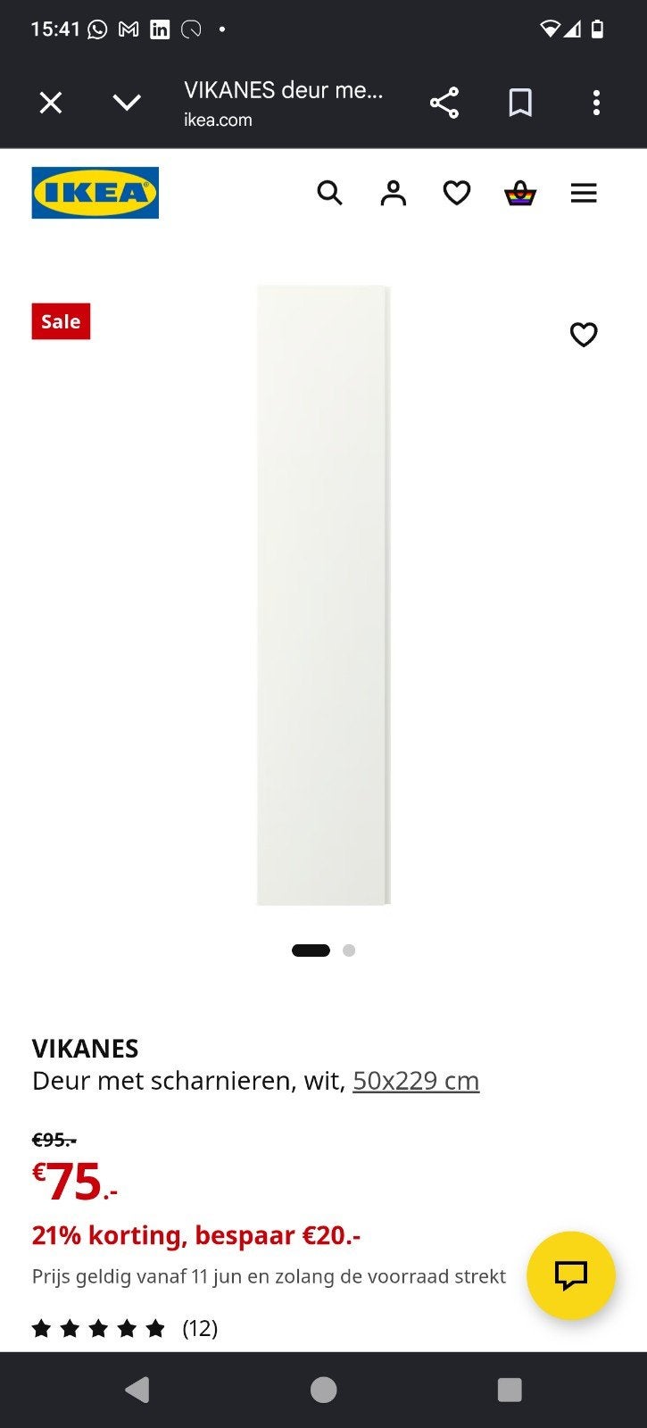 1x IKEA PAX Vikanes deur, Ophalen, Gebruikt, 50 tot 100 cm, 200 cm of meer