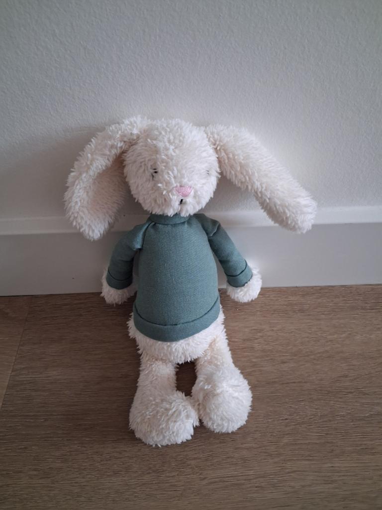 Knuffel konijn Sostrene Grene schattig blauw groen L782, Ophalen of Verzenden, Zo goed als nieuw, Konijn